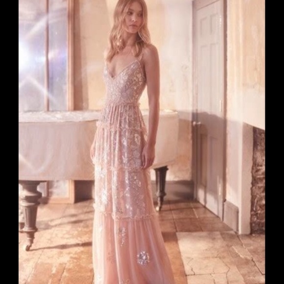 needle and thread floral gloss dress